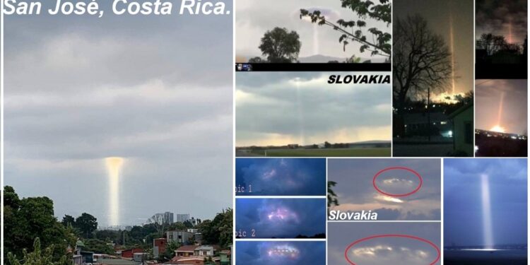 Alien Ship In The Cloud? Mysterious Beams Of Light Appeared Around The World.