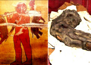 Ancient Rock Painting In Nubian Pyramids Shows A Giant Carrying Two Elephants