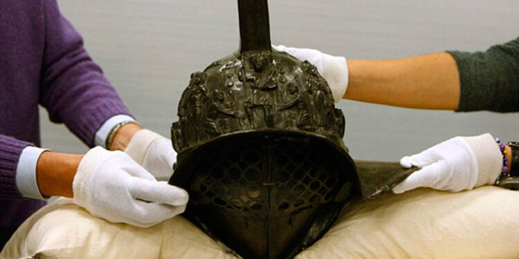 The 2,000-year-old gladiator’s helmet discovered in Pompeii’s ruins