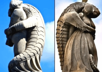 Oslo – Norway – Vigelands Lizard embracing a woman, 1918. Granite